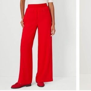 NWOT Ann Tailor XS High Waist Pull On Wide Leg Pant Red